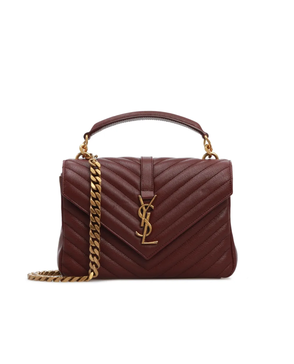 Кожаная сумка College Medium Saint Laurent 600279-BRM07, бордовый цвет • Купить в интернет-магазине Kameron