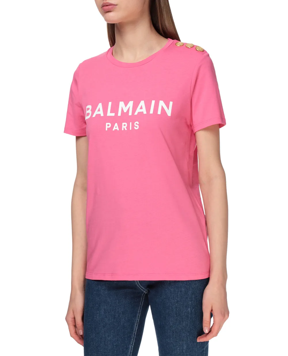Футболка Balmain VF11350B001-S, розовый цвет • Купить в интернет-магазине Kameron