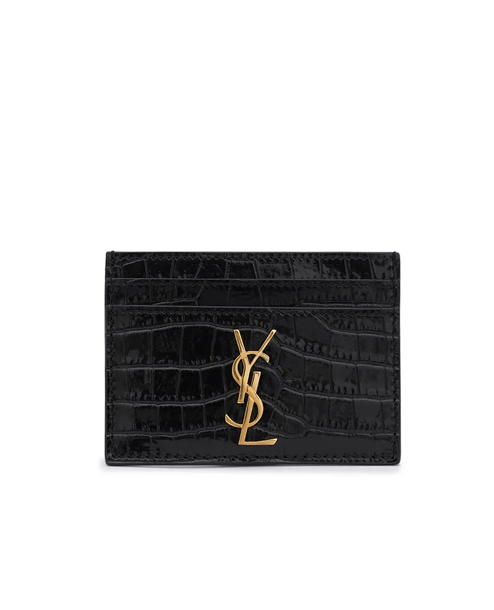 Кожаная визитница Cassandre Saint Laurent 370778-DND0J, черный цвет • Купить в интернет-магазине Kameron