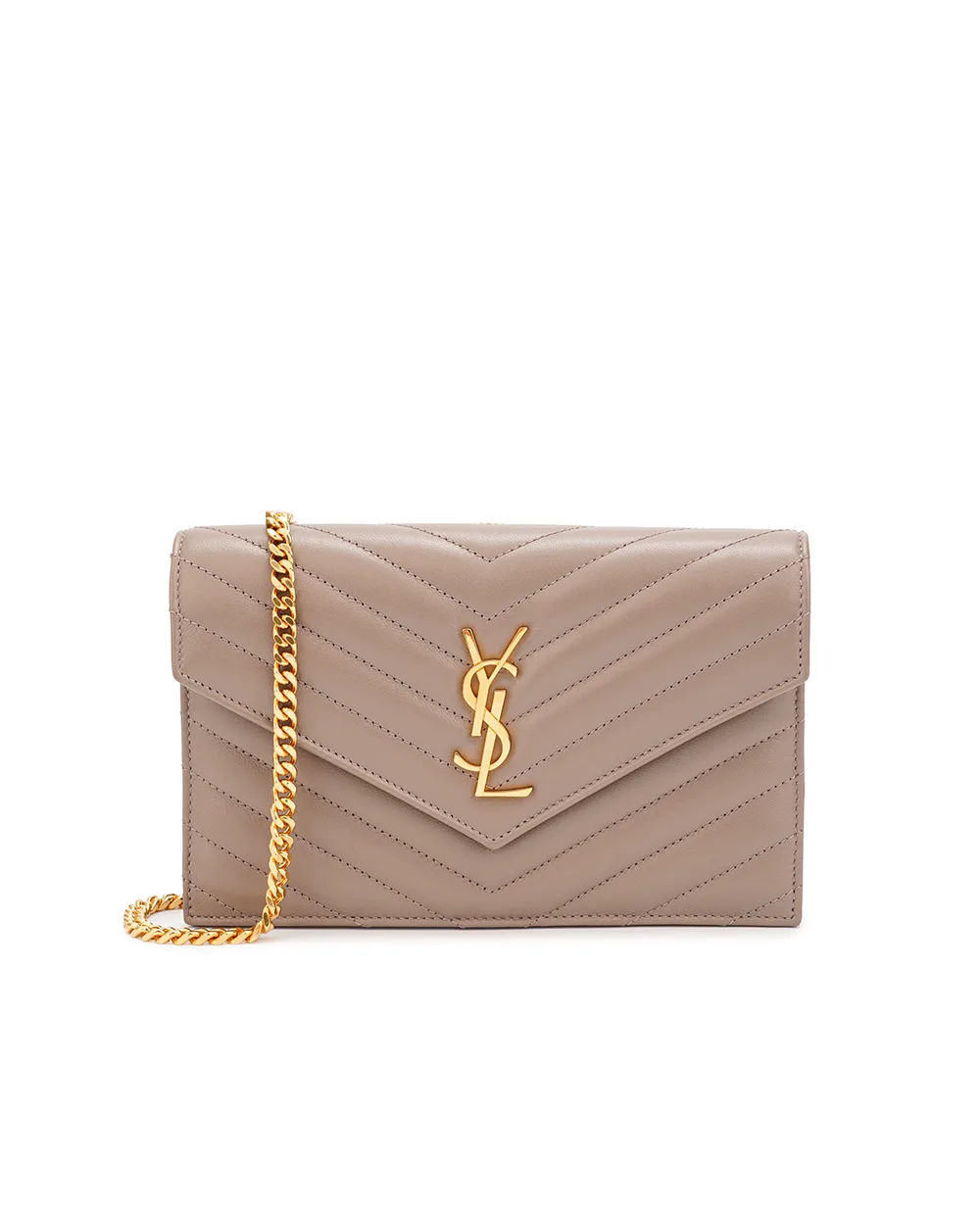 Кожаная сумка Cassandre Chain Wallet Saint Laurent 742920-AAA44, бежевый цвет • Купить в интернет-магазине Kameron