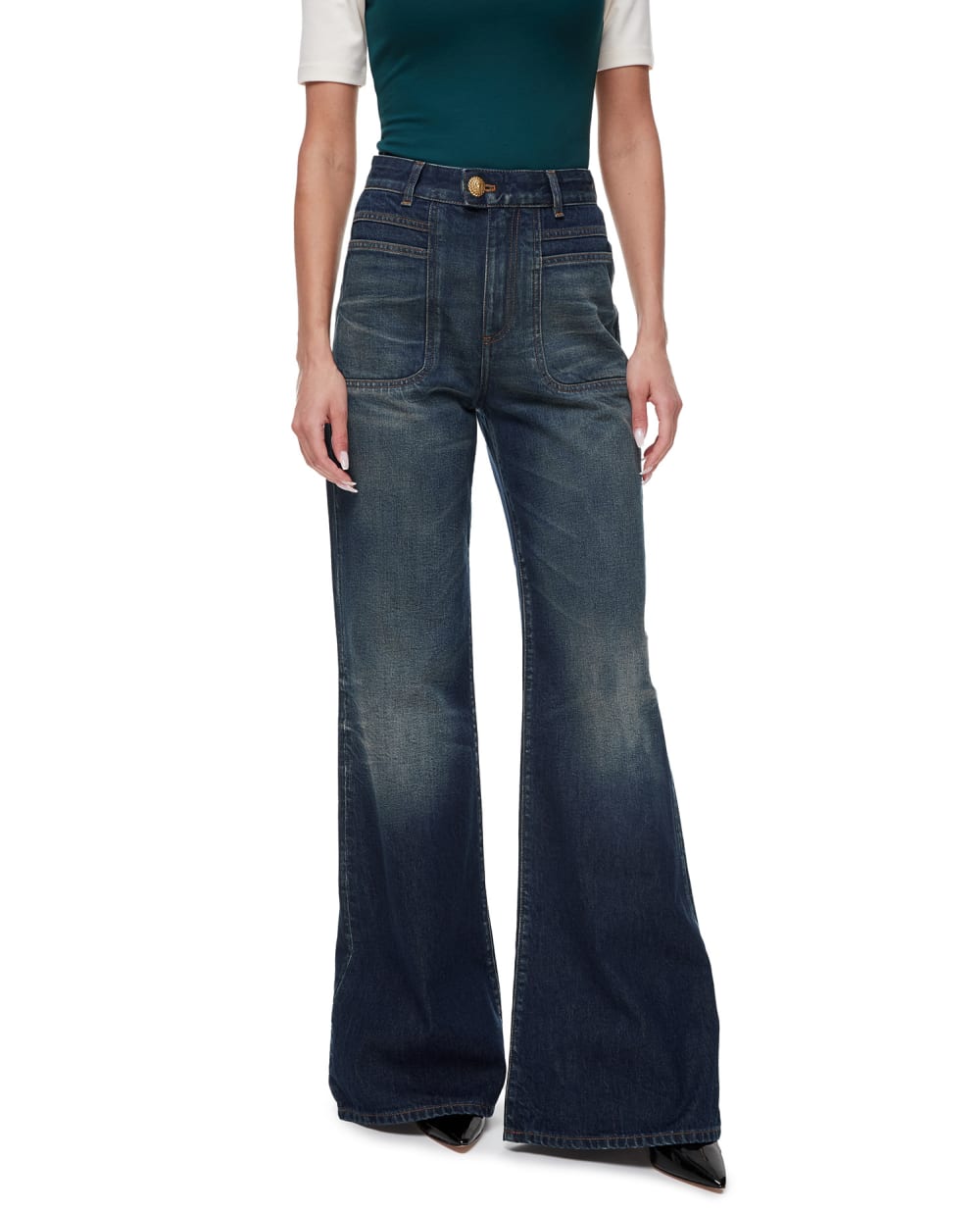 Джинси Balmain BF1MJ085DD63, темно-синій колір • Купити в інтернет-магазині Kameron