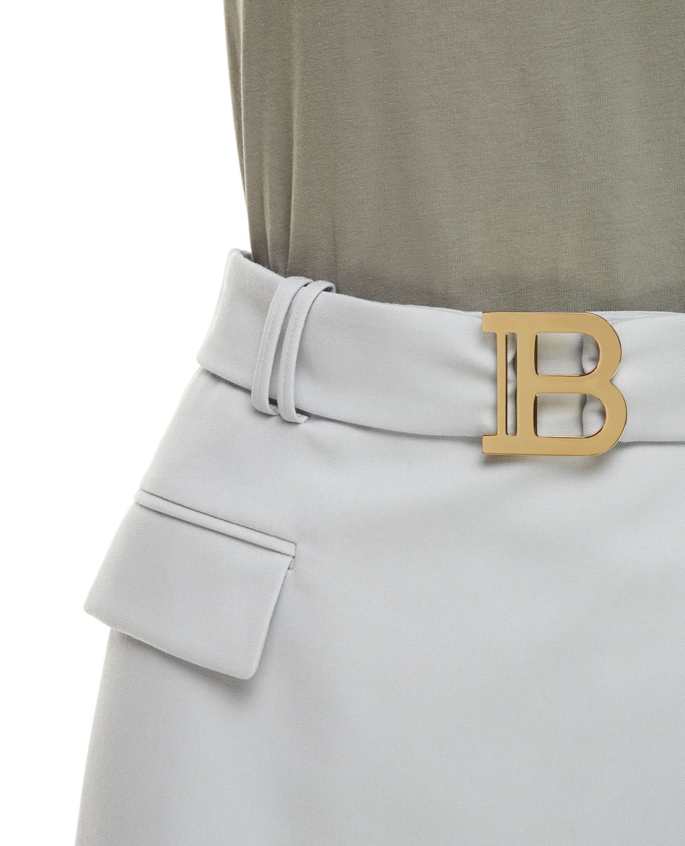 Шерстяная юбка Balmain VF0LA005167L, серый цвет • Купить в интернет-магазине Kameron