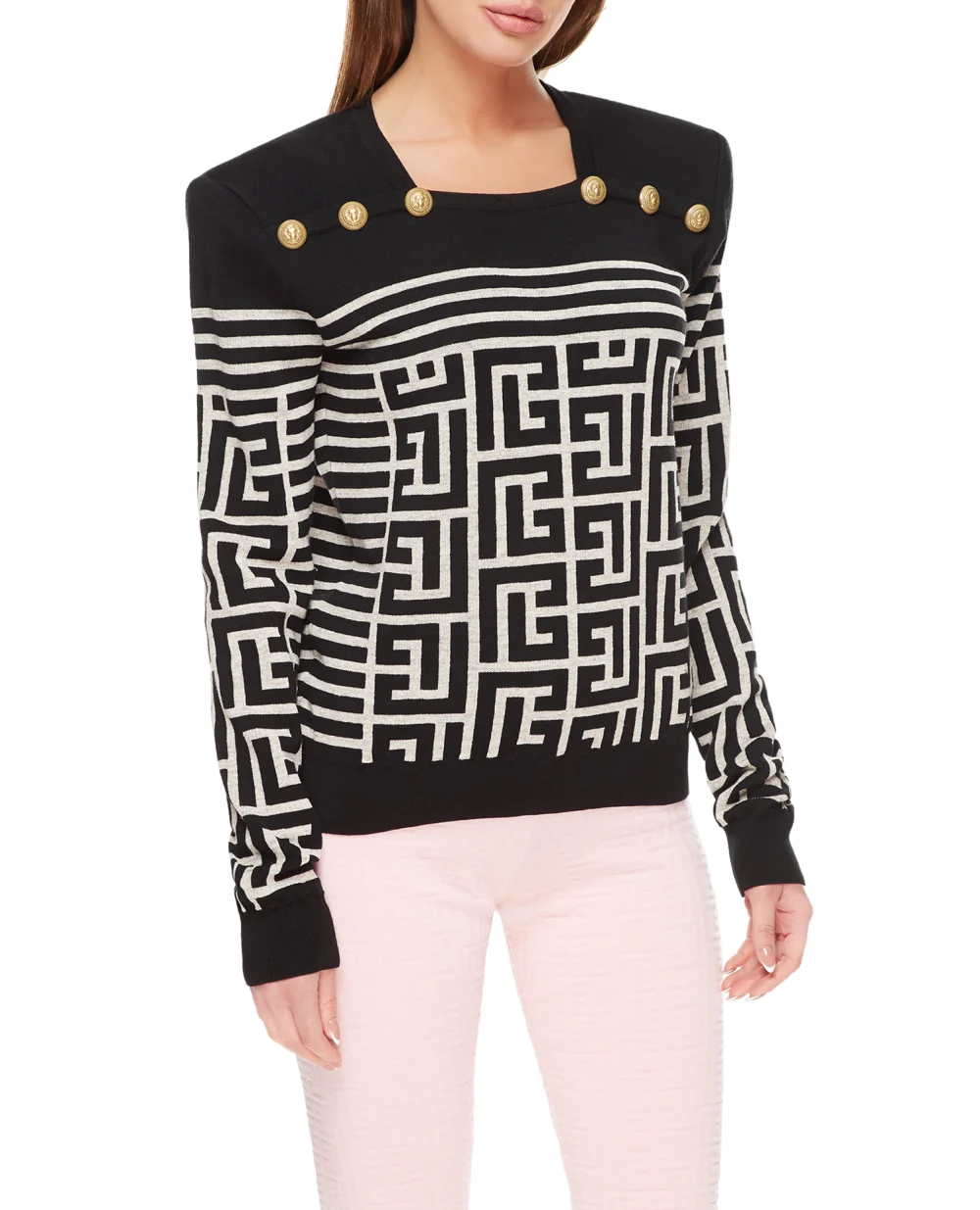 Шерстяной джемпер Balmain AF1KK002KD54, черный цвет • Купить в интернет-магазине Kameron