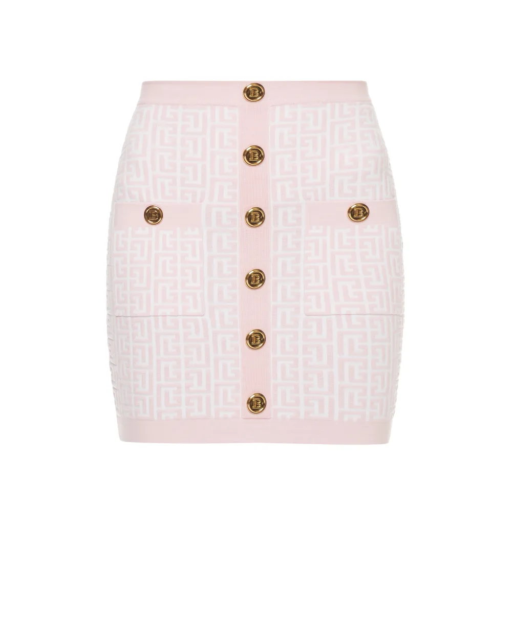 Шерстяная юбка Balmain WF1LB036K253, розовый цвет • Купить в интернет-магазине Kameron