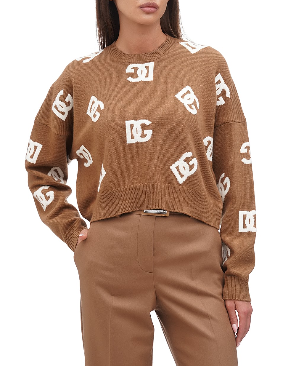 Шерстяной джемпер Dolce&Gabbana FXM23T-JCVO8, коричневый цвет • Купить в интернет-магазине Kameron