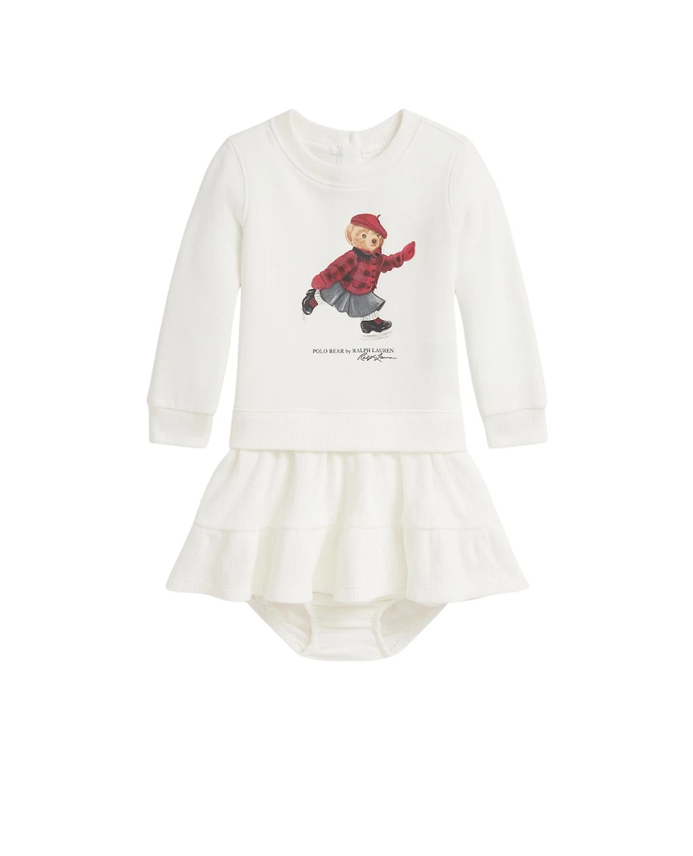 Детское платье флисовое Polo Bear Polo Ralph Lauren Kids 310981086001, кремовый цвет • Купить в интернет-магазине Kameron