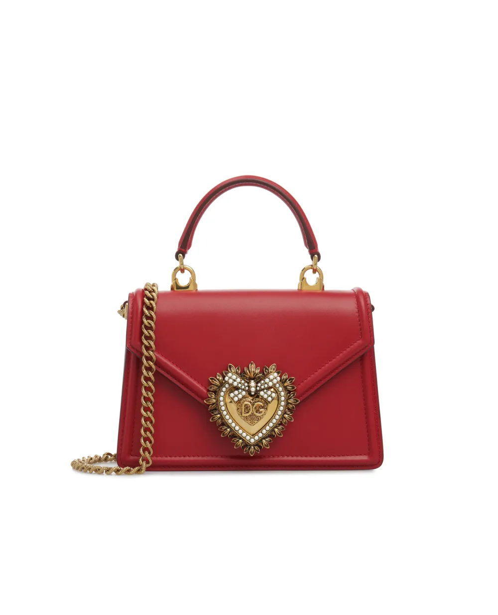 Кожаная сумка Devotion Small Dolce&Gabbana BB6711-AV893FW19, красный цвет • Купить в интернет-магазине Kameron