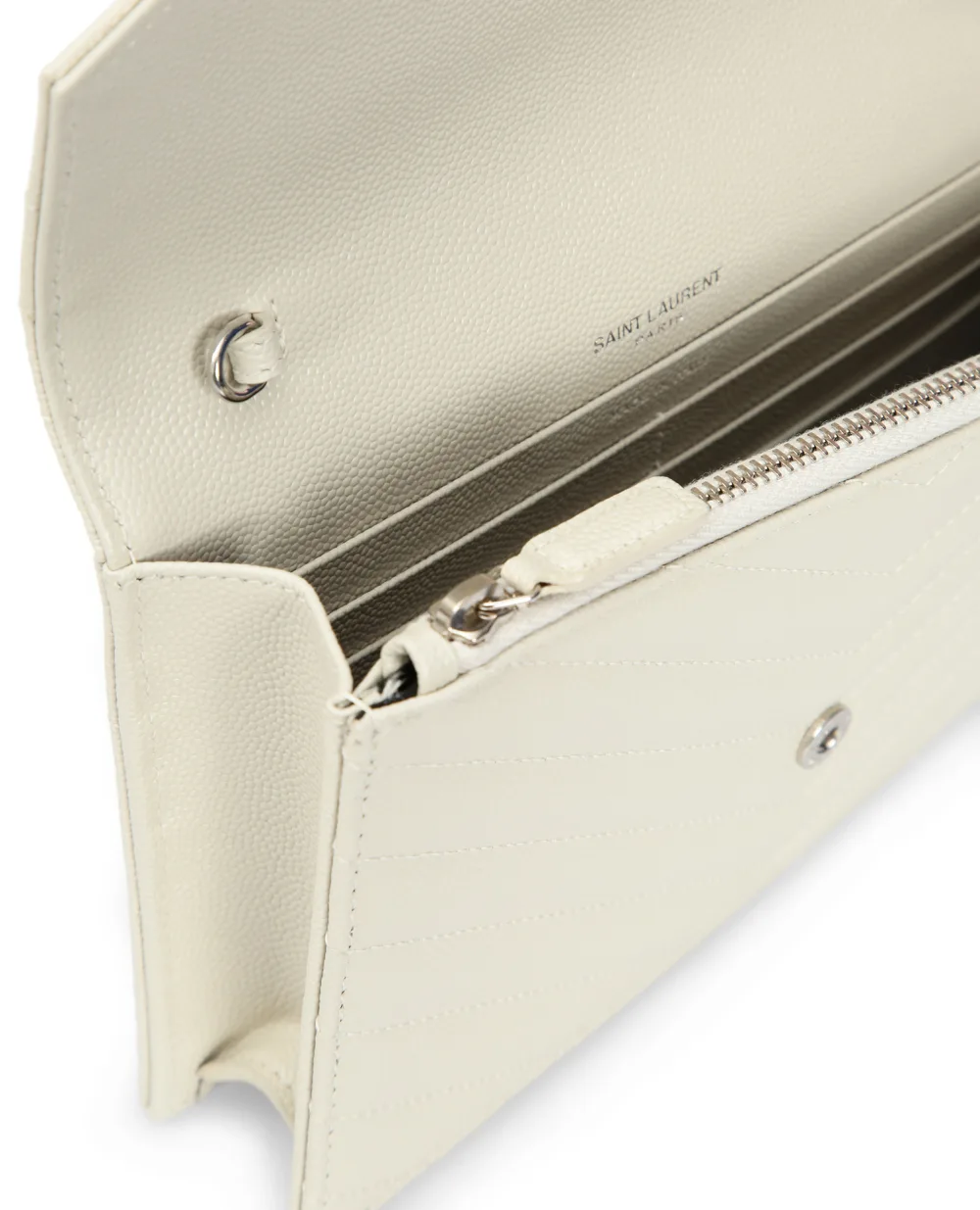 Кожаная сумка Envelope Saint Laurent 393953-BOW02-, белый цвет • Купить в интернет-магазине Kameron