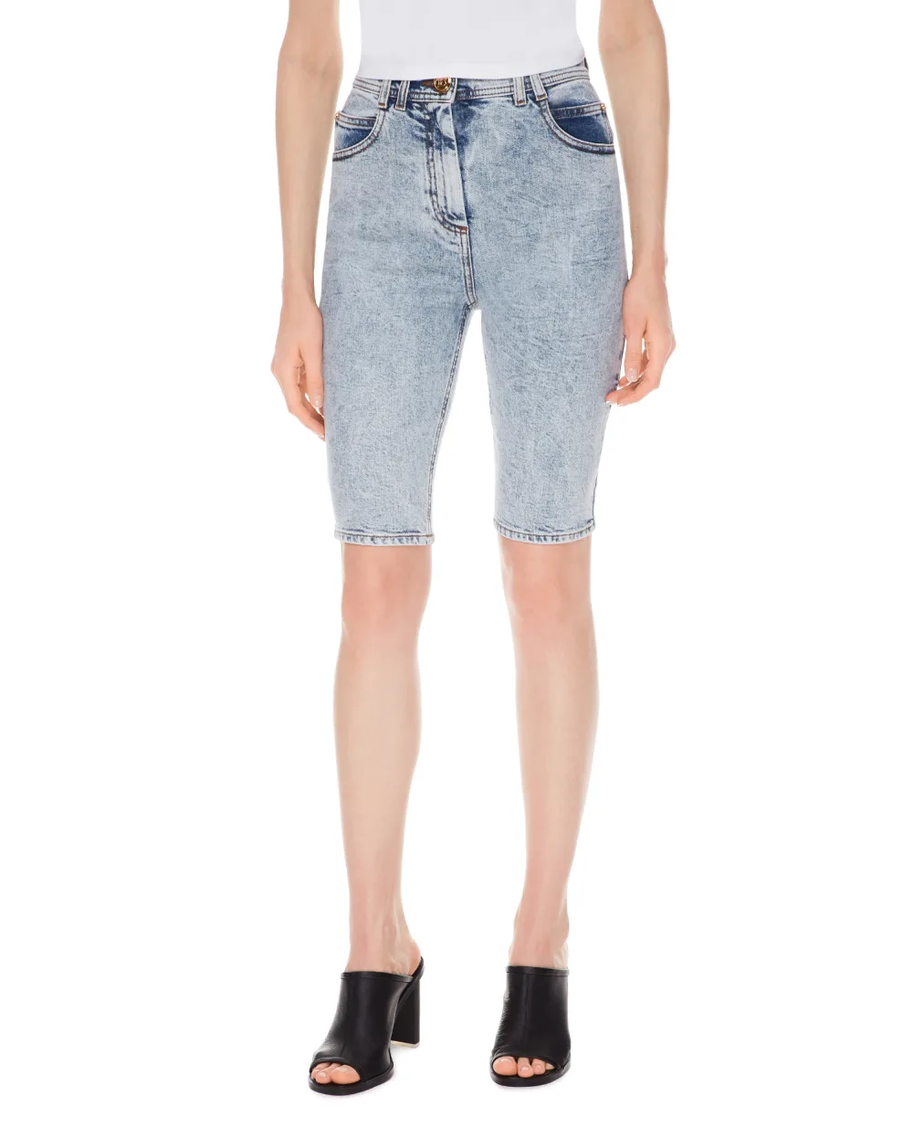Джинсовые шорты Balmain VF15425D097, голубой цвет • Купить в интернет-магазине Kameron