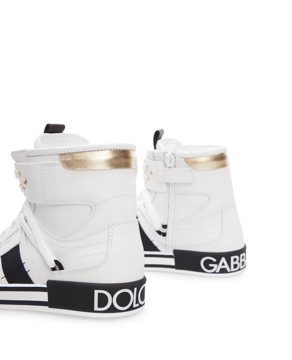 Кожаные хайтопы Dolce&Gabbana Kids DA0967-AO285-L, белый цвет • Купить в интернет-магазине Kameron
