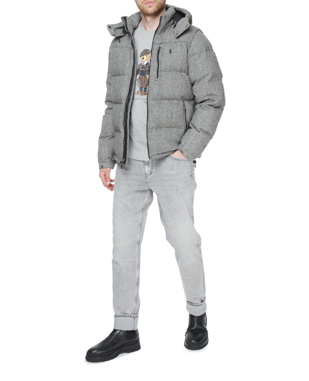 Шерстяной пуховик Polo Ralph Lauren 710877530001, серый цвет • Купить в интернет-магазине Kameron