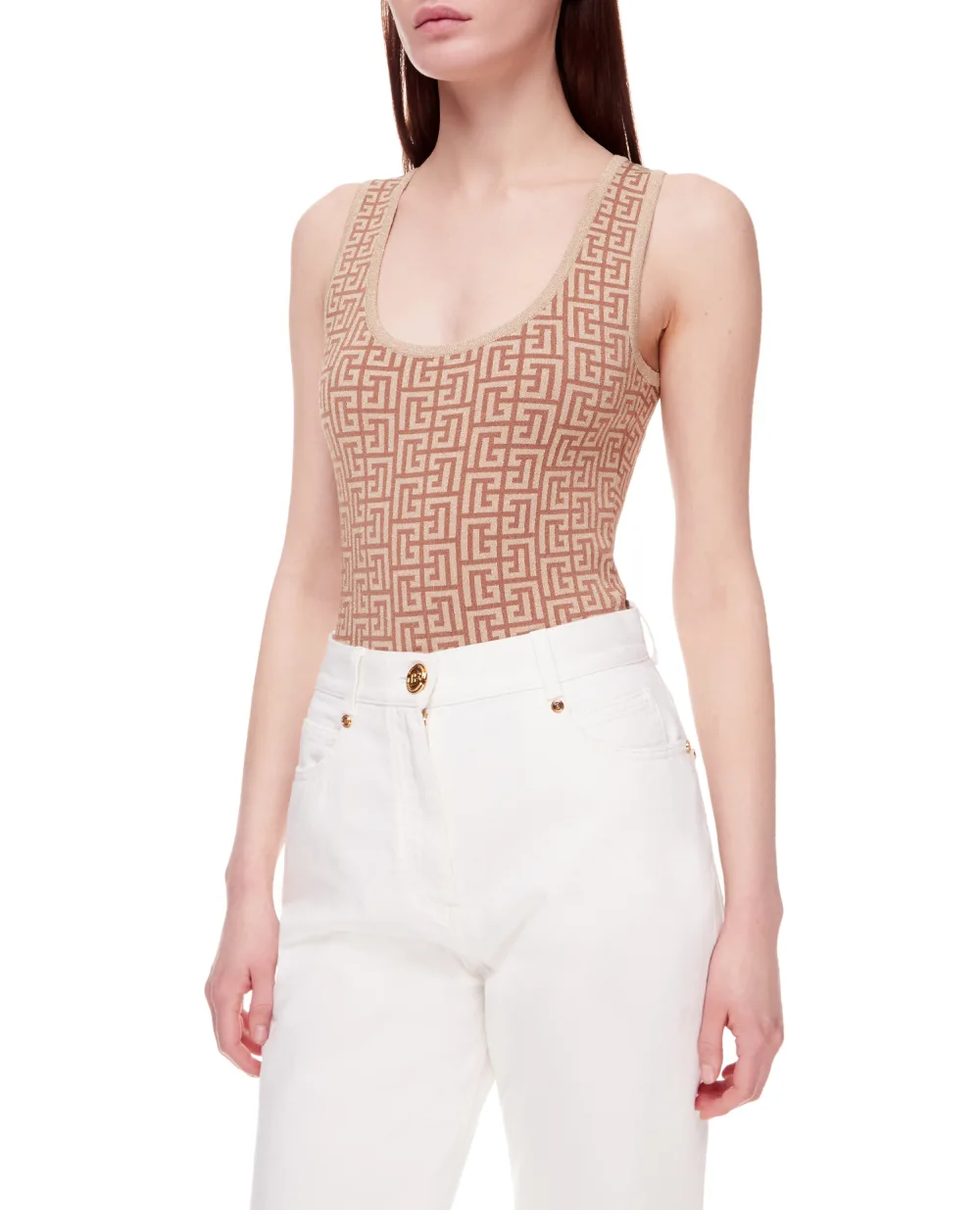 Боди Balmain XF1BA015KB06, бежевый цвет • Купить в интернет-магазине Kameron