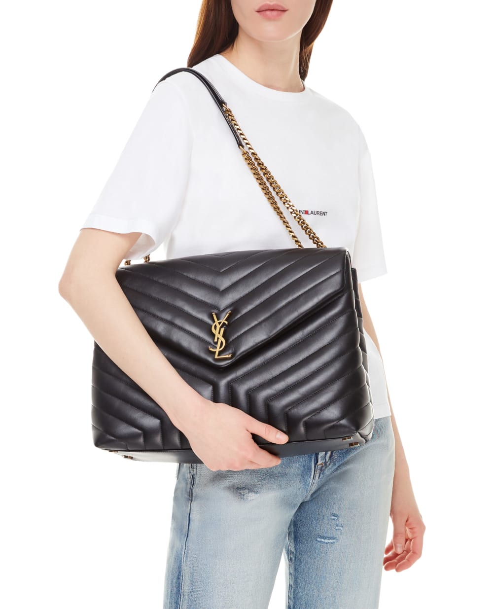 Кожаная сумка Loulou Large Saint Laurent 574947-DV727, черный цвет • Купить в интернет-магазине Kameron