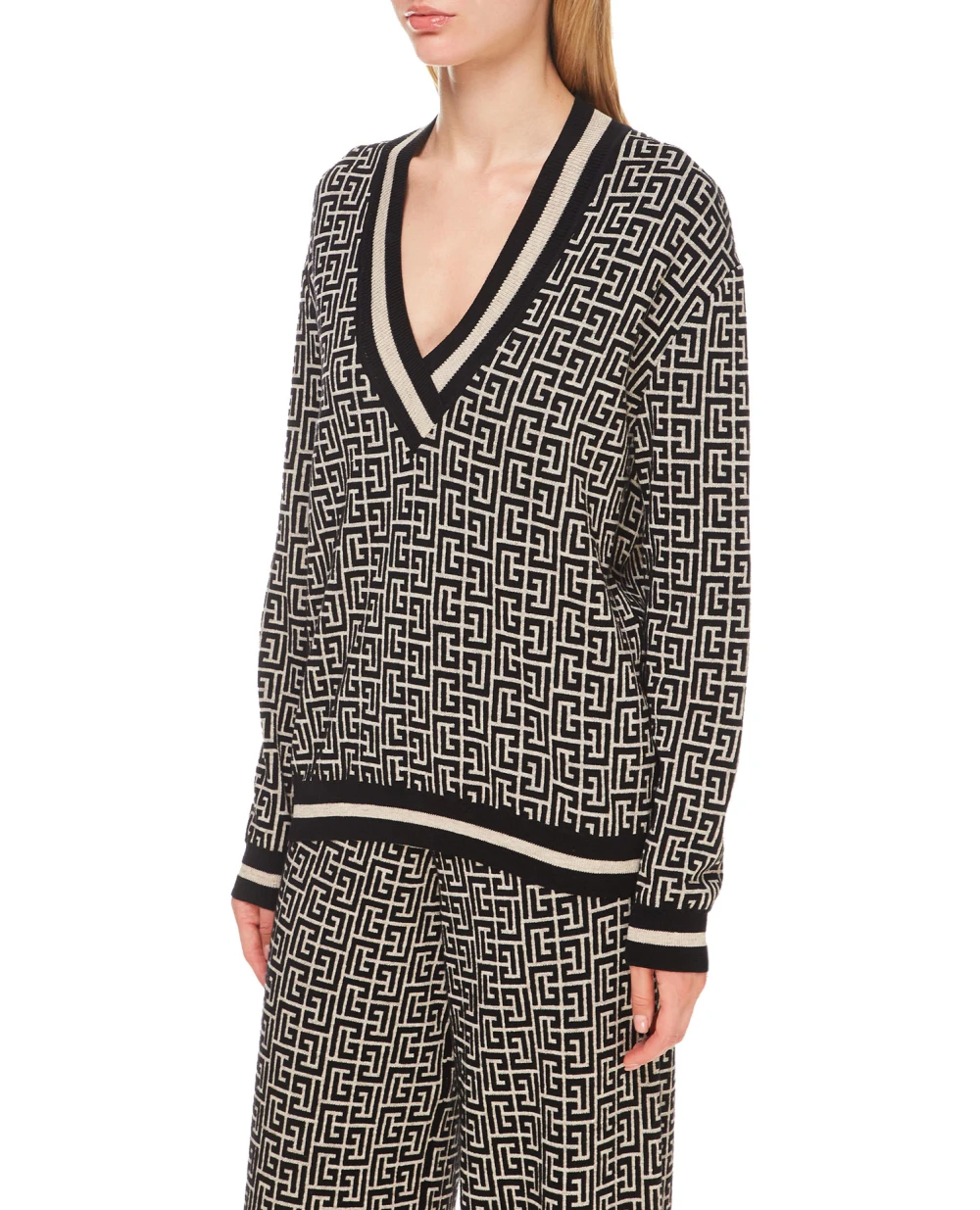 Шерстяной пуловер Balmain WF1KB005K256, разноцветный цвет • Купить в интернет-магазине Kameron