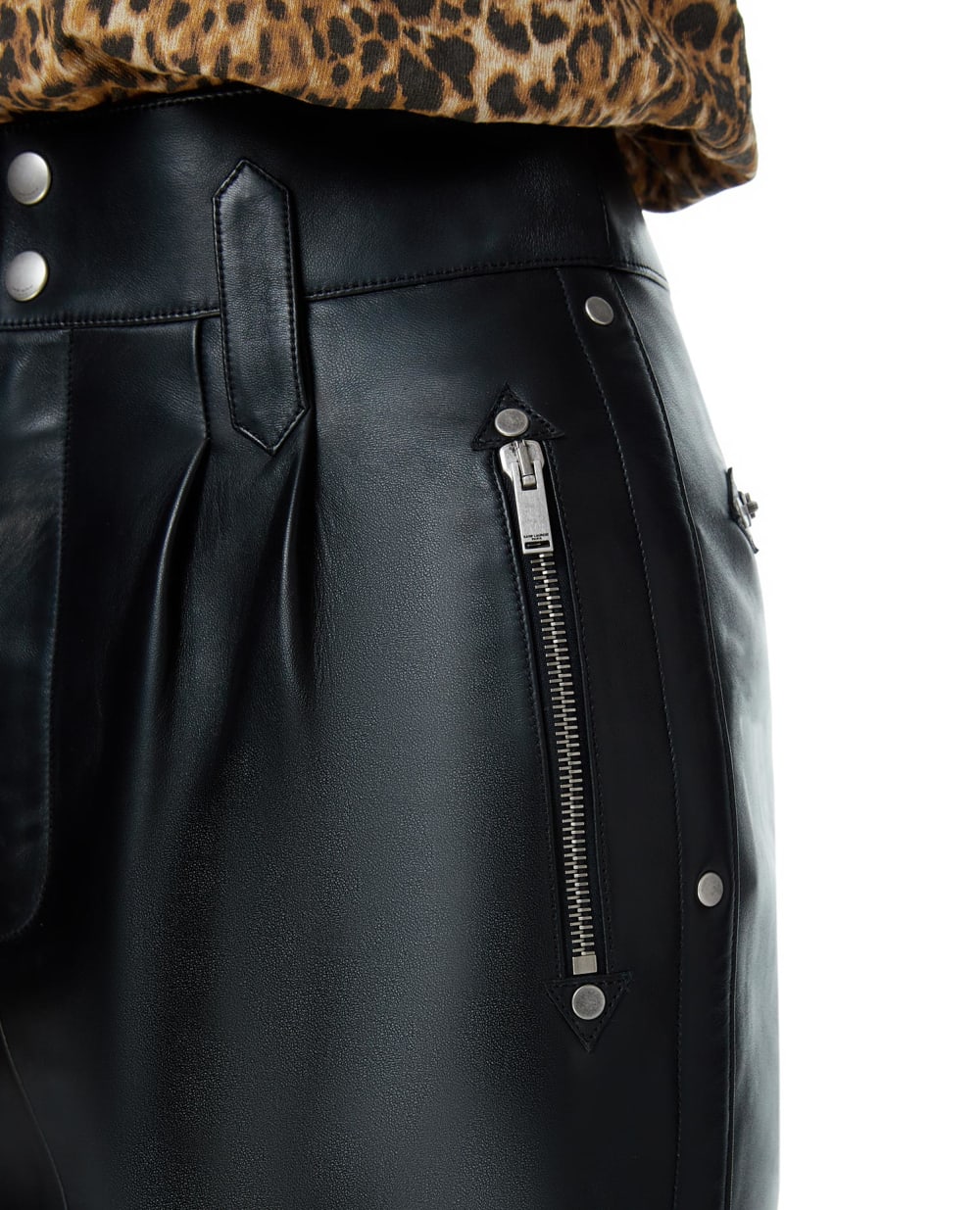 Кожаная юбка Saint Laurent 638517-YCDJ2, черный цвет • Купить в интернет-магазине Kameron