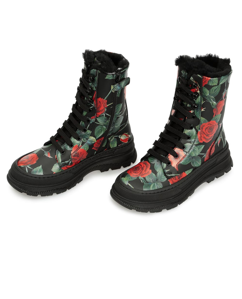 Детские кожаные ботинки Dolce&Gabbana Kids D11057-AQ415-S, черный цвет • Купить в интернет-магазине Kameron