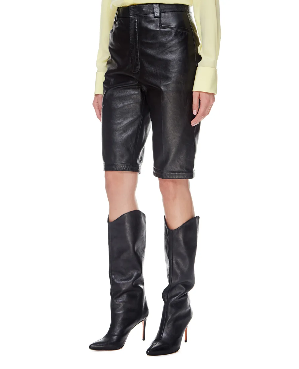 Кожаные шорты Saint Laurent 672819-YCFC2, черный цвет • Купить в интернет-магазине Kameron