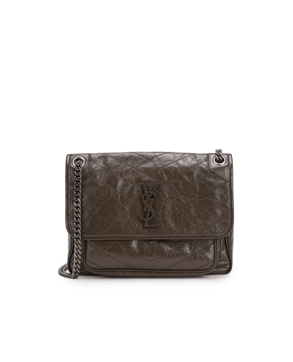 Кожаная сумка Niki Medium Saint Laurent 633158-0EN04, хаки цвет • Купить в интернет-магазине Kameron