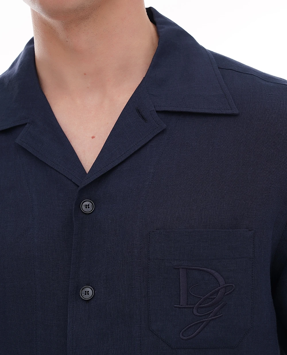 Льняная рубашка Dolce&Gabbana G5JH9Z-FU4LG, темно-синий цвет • Купить в интернет-магазине Kameron