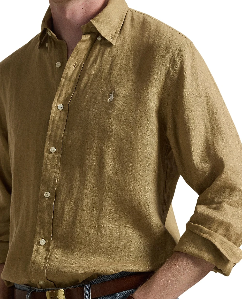 Сорочка з льону Polo Ralph Lauren 710966294511, світло-коричневий колір • Купити в інтернет-магазині Kameron