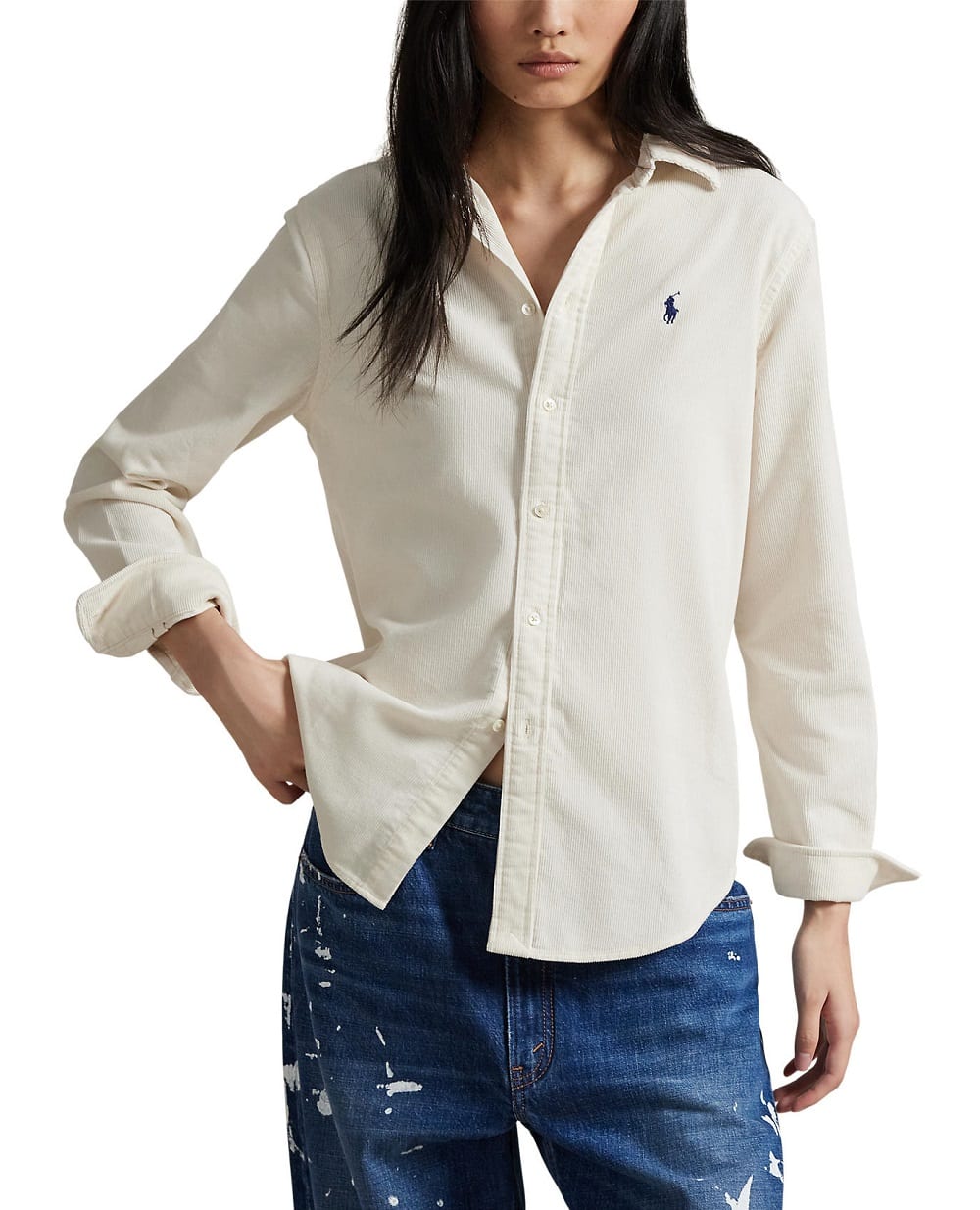 Рубашка вельветовая Polo Ralph Lauren 211A93203002, белый цвет • Купить в интернет-магазине Kameron
