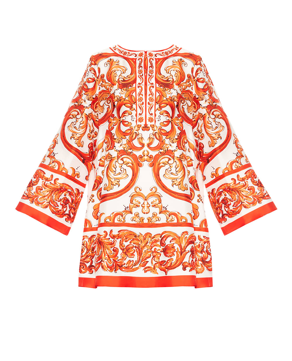 Платье-кафтан в принте Майолика Dolce&Gabbana F61A2T-GDDRE, оранжевый цвет • Купить в интернет-магазине Kameron