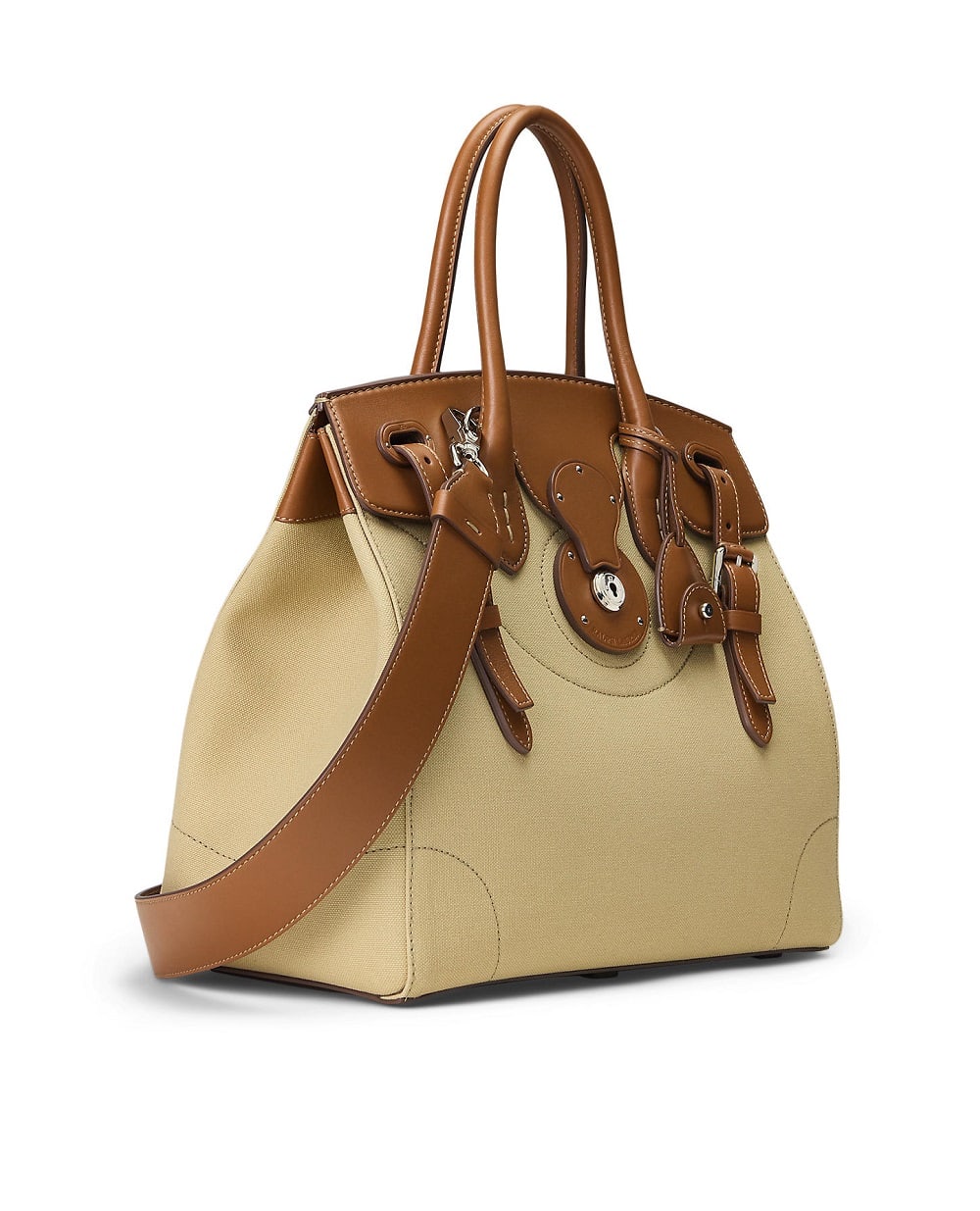 Сумка из холста и кожи Soft Ricky 33 Ralph Lauren Collection 435968259001, бежевый цвет • Купить в интернет-магазине Kameron