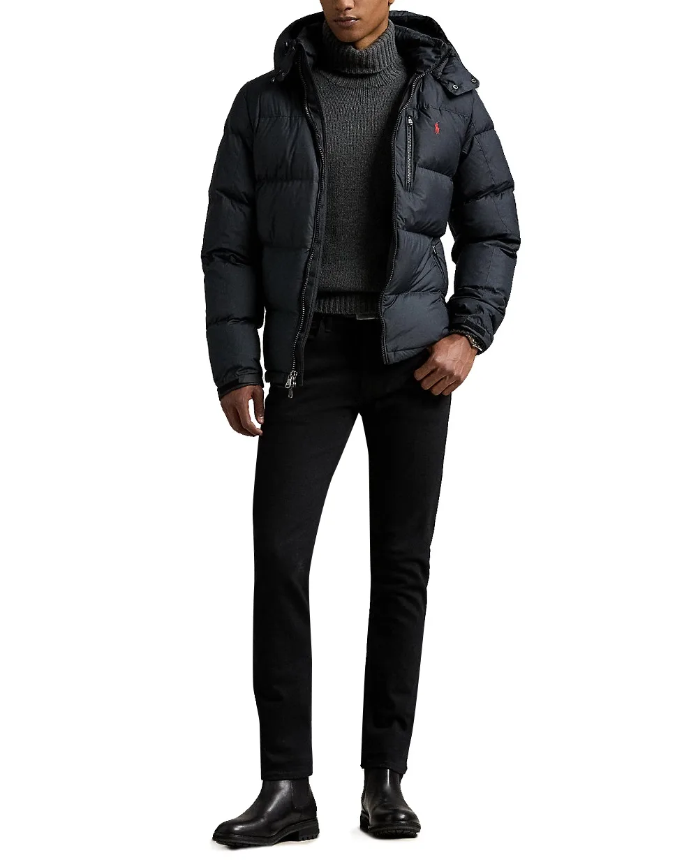 Куртка пуховик с капюшоном Gorham Down Polo Ralph Lauren 710968278001, черный цвет • Купить в интернет-магазине Kameron