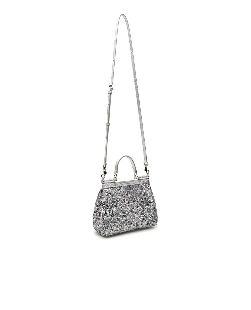 Сумка Sicily среднего размера из парчи Dolce&Gabbana BB6003-BR817, серебряный цвет • Купить в интернет-магазине Kameron