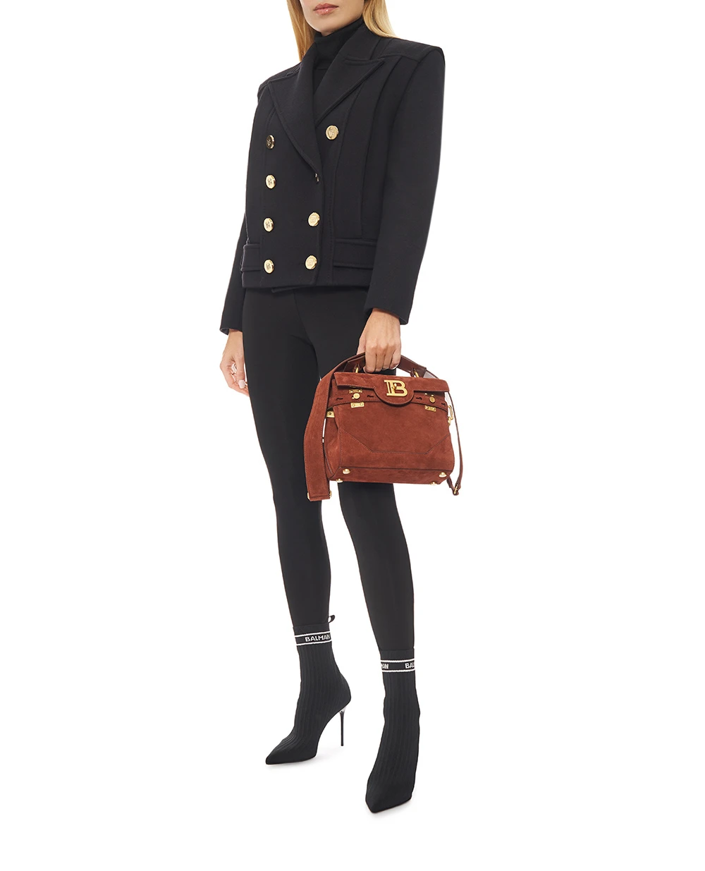 Сумка B-Buzz из замши Balmain FN0DB526LCRA, красный цвет • Купить в интернет-магазине Kameron
