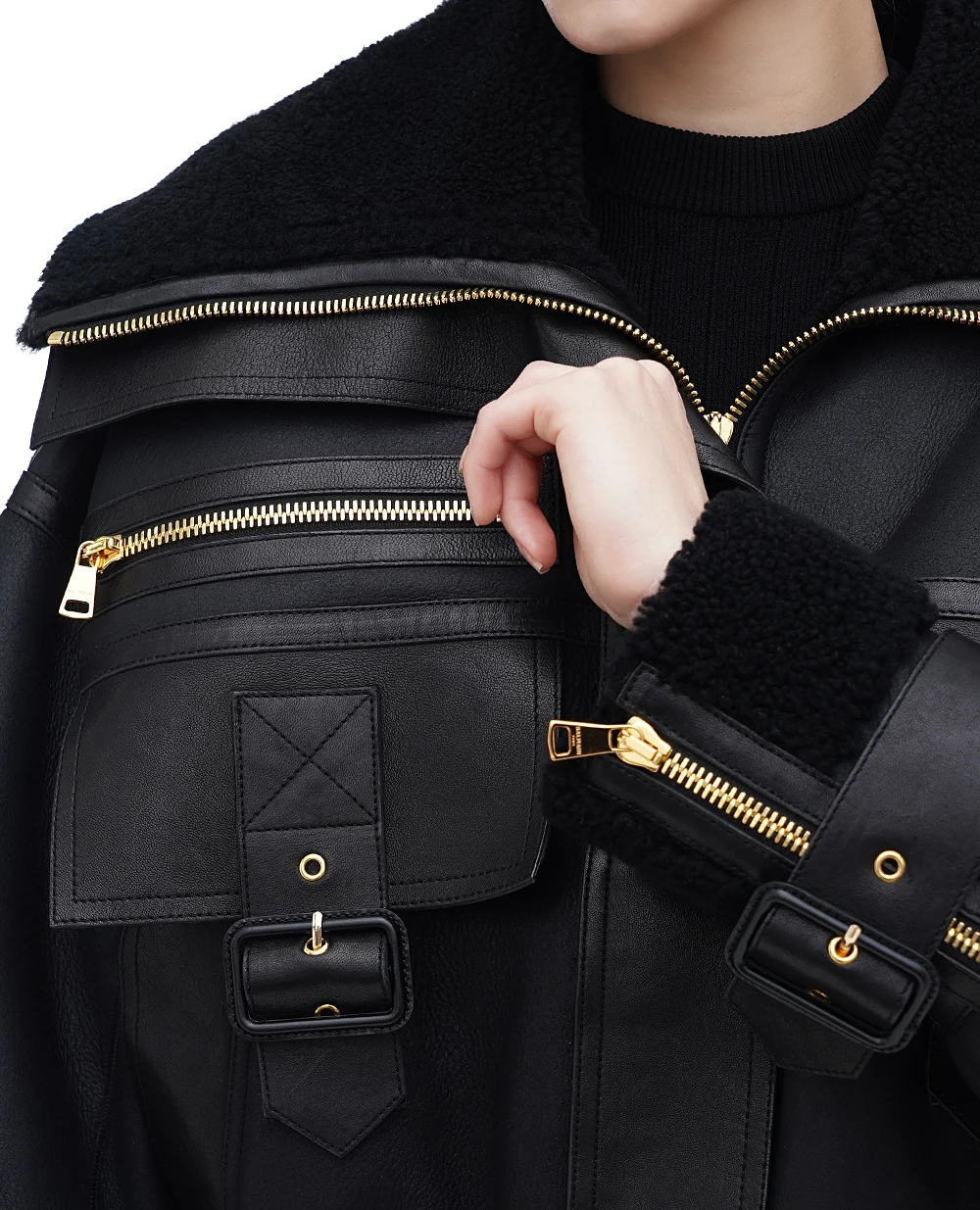 Дубленка Balmain DF2TH280LB92, черный цвет • Купить в интернет-магазине Kameron