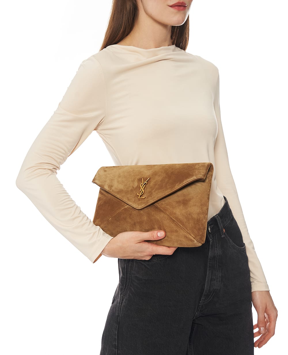 Клатч Cassandre Large Saint Laurent 769307-1U80W, коричневый цвет • Купить в интернет-магазине Kameron