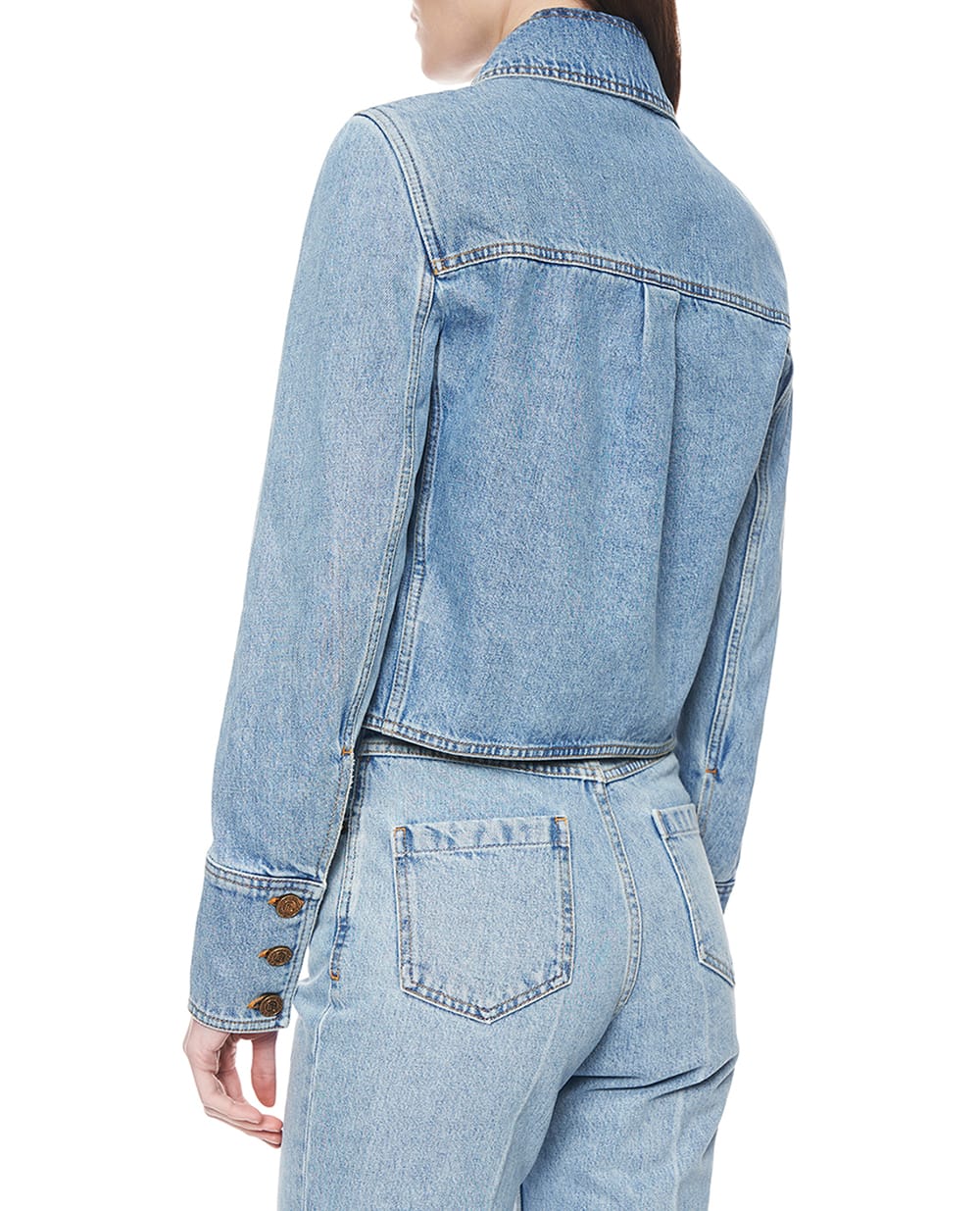 Куртка джинсовая укороченная Balmain GF1TC215DG11, голубой цвет • Купить в интернет-магазине Kameron