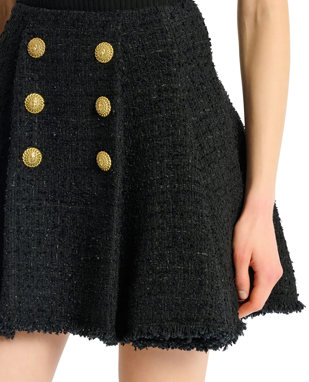 Юбка из твида Balmain HF1LA680XM07, черный цвет • Купить в интернет-магазине Kameron
