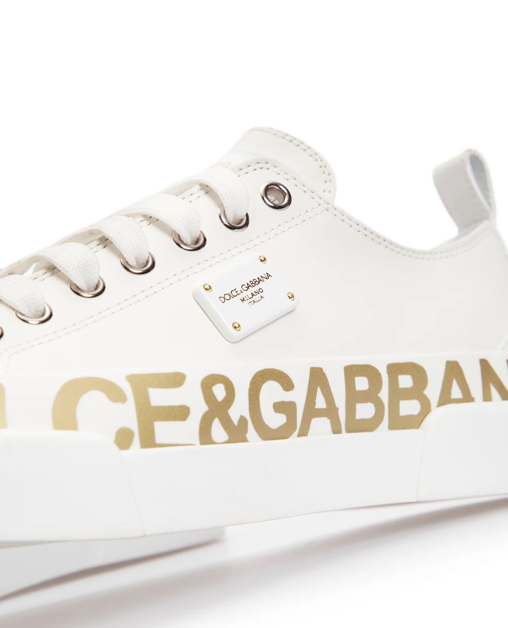 Кожаные кеды Dolce&Gabbana CK1886-AO515, белый цвет • Купить в интернет-магазине Kameron