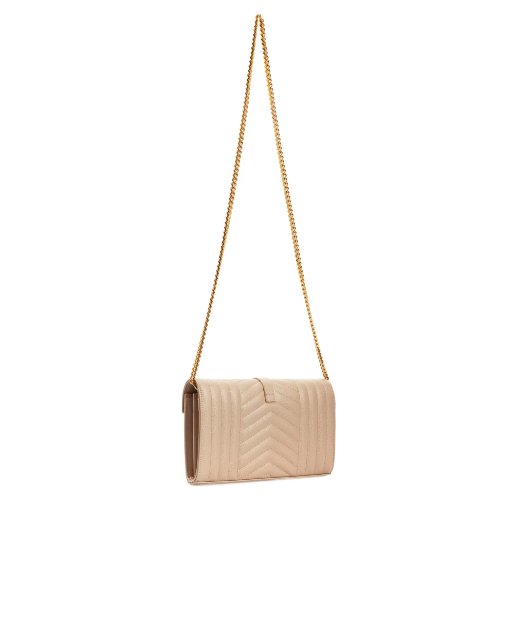 Кожаная сумка Envelope Chain Wallet Saint Laurent 620280-BOW91, бежевый цвет • Купить в интернет-магазине Kameron