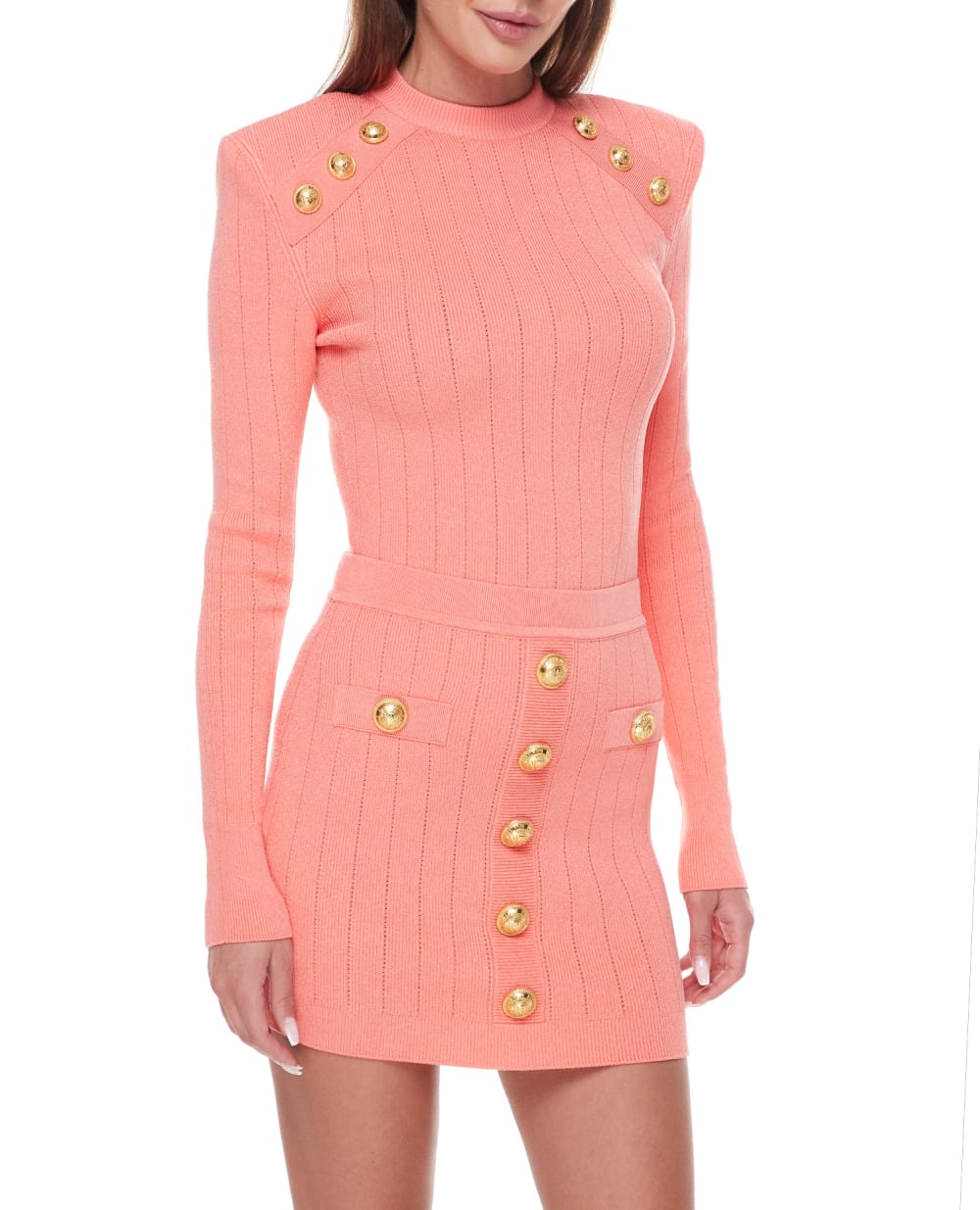 Джемпер Balmain BF1KD001KB07, коралловый цвет • Купить в интернет-магазине Kameron