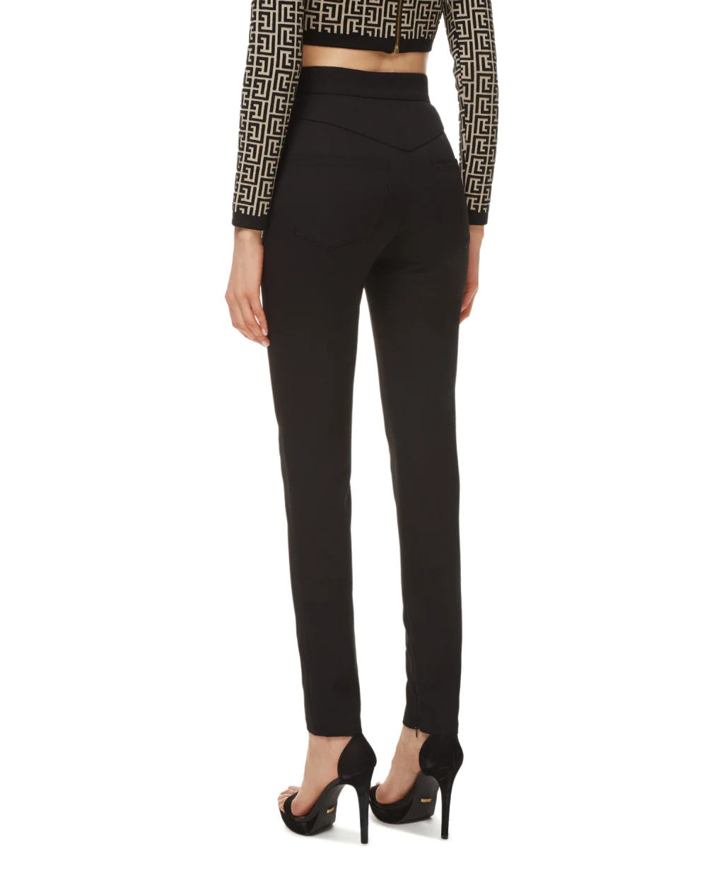 Шерстяные брюки Balmain VF0PD010W097, черный цвет • Купить в интернет-магазине Kameron