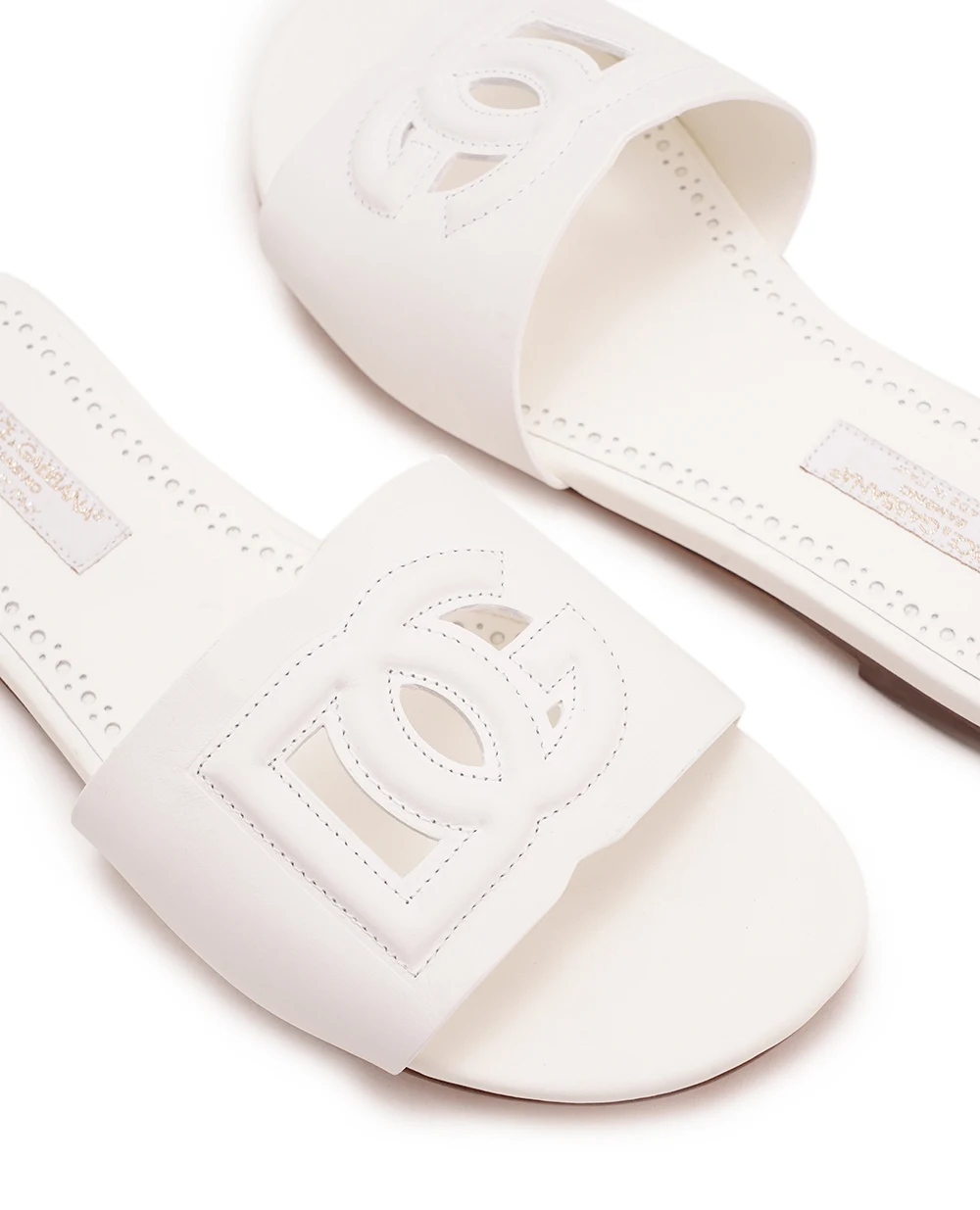 Дитячі шкіряні мюлі Dolce&Gabbana Kids D11032-A1735-M, білий колір • Купити в інтернет-магазині Kameron