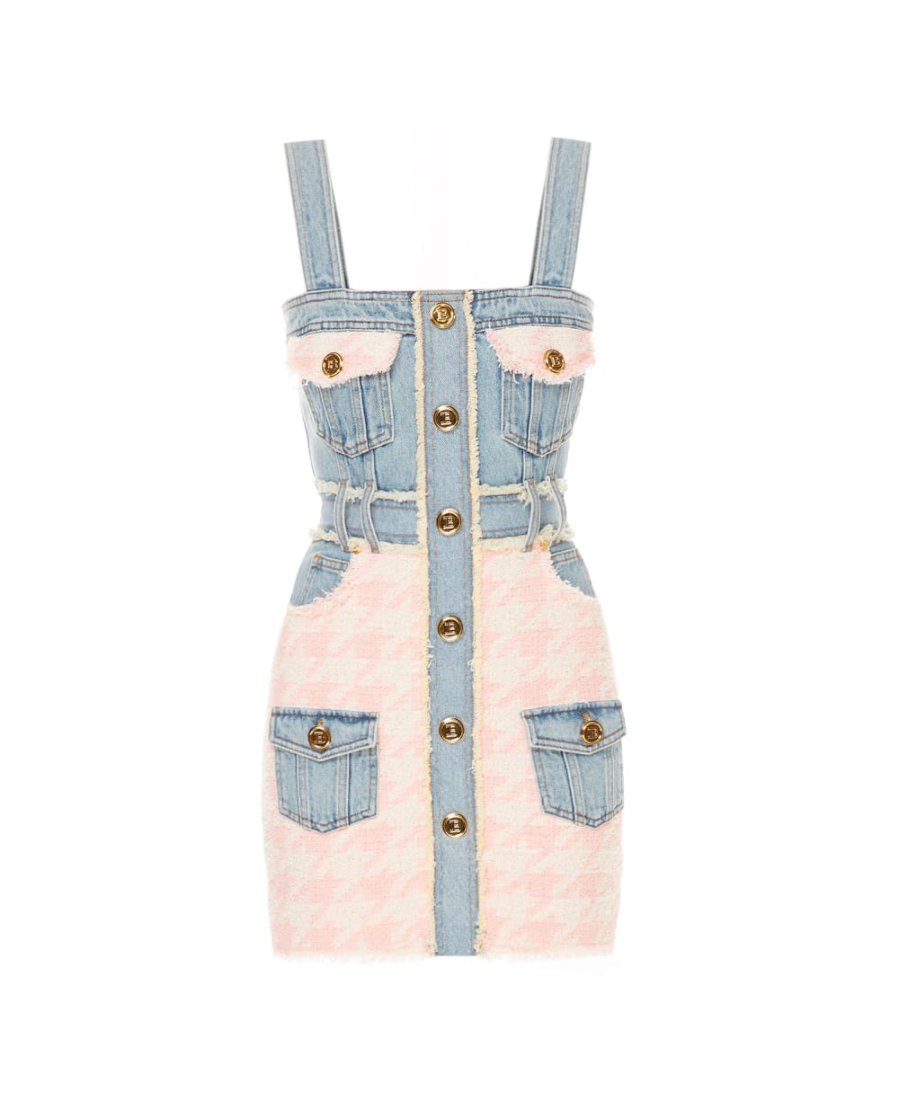Твидовое платье Balmain WF1R2170D130, разноцветный цвет • Купить в интернет-магазине Kameron