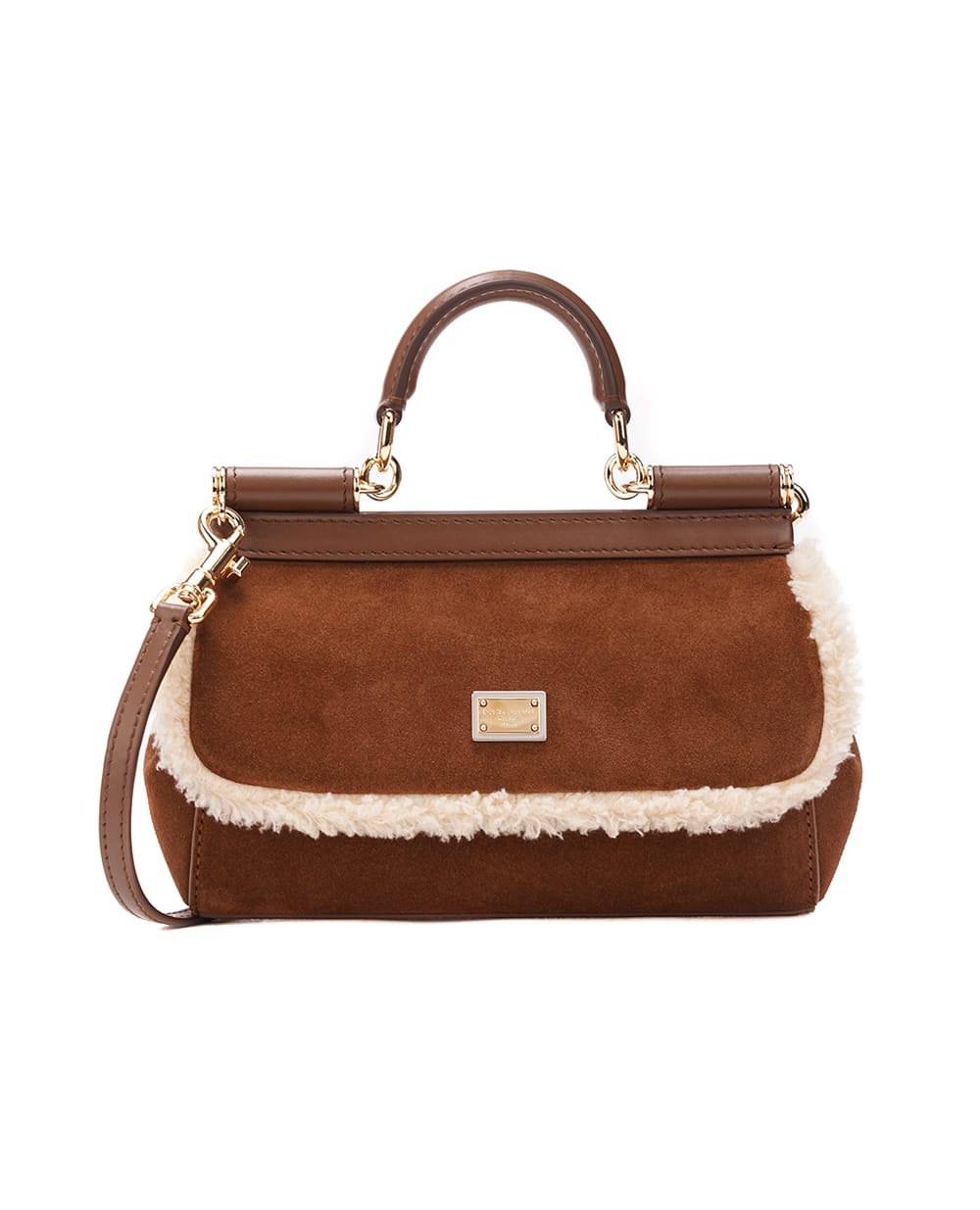 Кожаная сумка Sicily Small Dolce&Gabbana BB7116-AN415, коричневый цвет • Купить в интернет-магазине Kameron