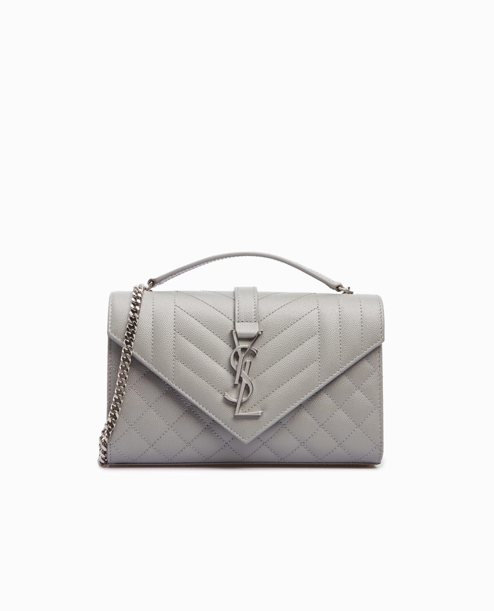 Кожаная сумка Envelope Small Saint Laurent 600195-BOW92, серый цвет • Купить в интернет-магазине Kameron