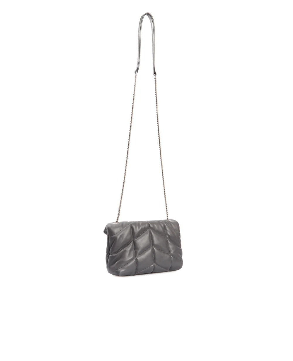 Кожаная сумка Puffer mini Saint Laurent 620333-1EL00-, серый цвет • Купить в интернет-магазине Kameron