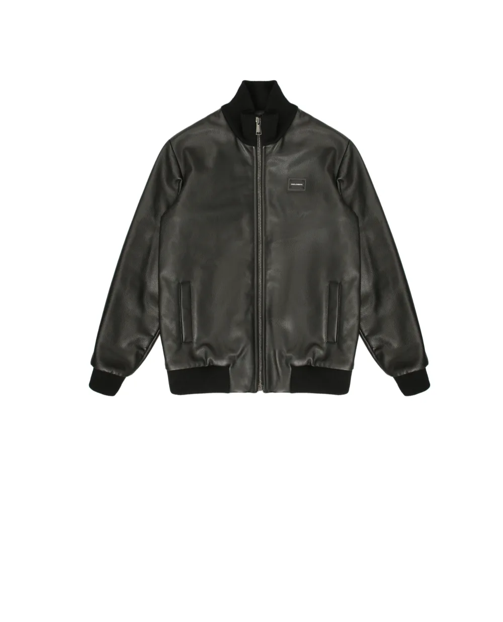 Детский кожаный бомбер Dolce&Gabbana Kids L4JBT8-G7NLM-B-, черный цвет • Купить в интернет-магазине Kameron