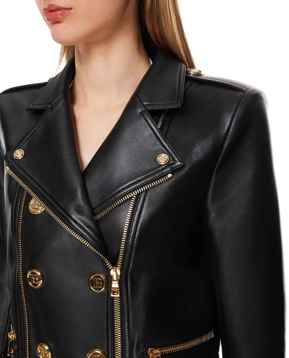 Кожаная косуха Balmain VF18248L062, черный цвет • Купить в интернет-магазине Kameron