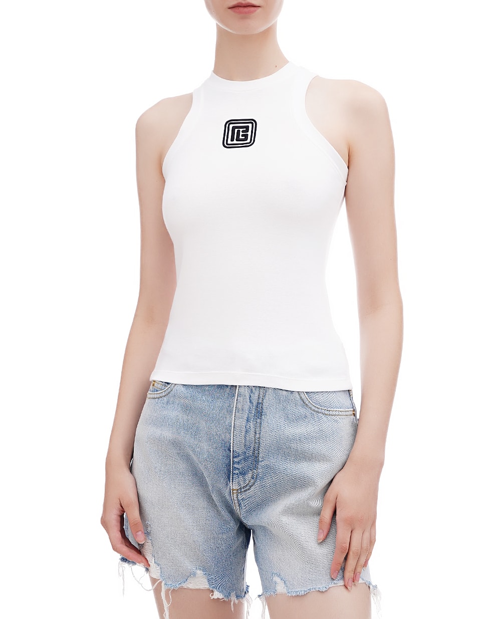 Майка Balmain DF1EB045BC49, белый цвет • Купить в интернет-магазине Kameron