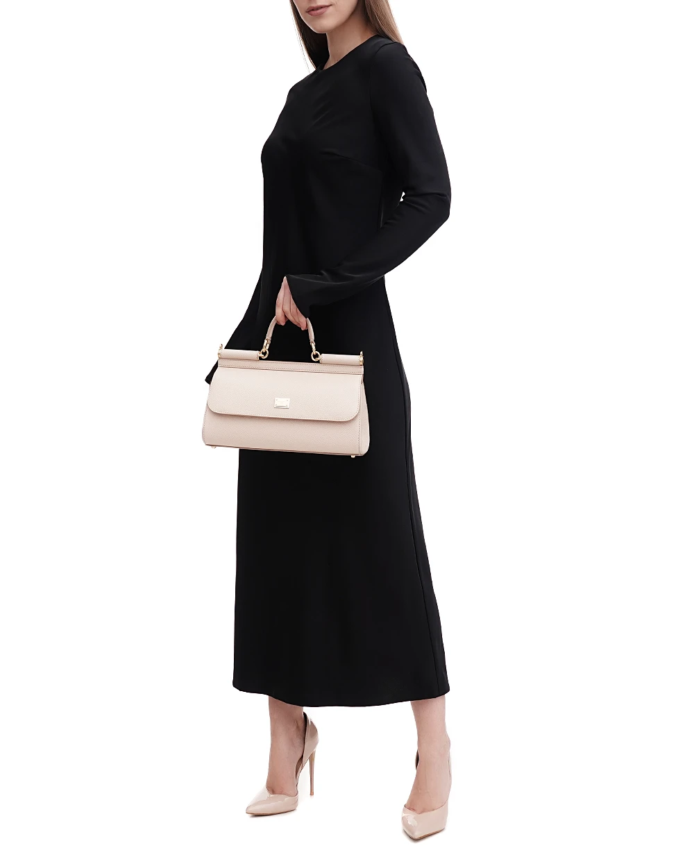 Кожаная сумка Sicily Elongated Dolce&Gabbana BB7117-A1001, пудровый цвет • Купить в интернет-магазине Kameron