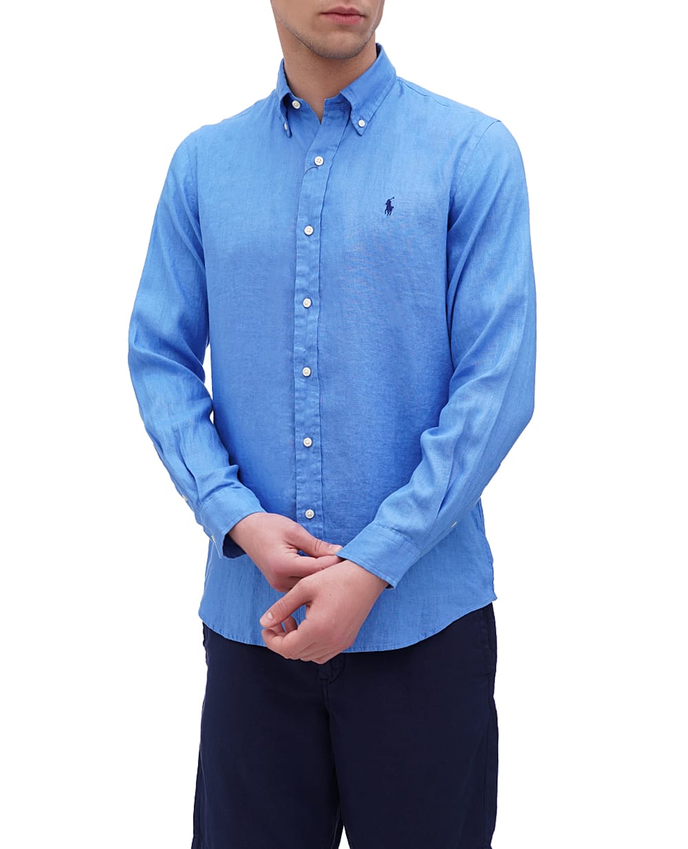 Льняная рубашка Polo Ralph Lauren 710794141020, голубой цвет • Купить в интернет-магазине Kameron
