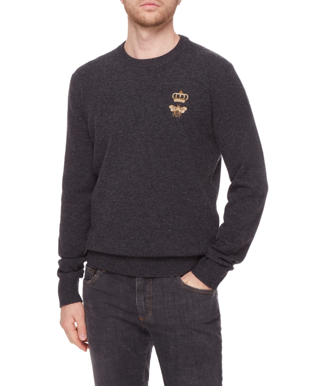 Шерстяной джемпер Dolce&Gabbana GXE63Z-JBVB2, темно-серый цвет • Купить в интернет-магазине Kameron