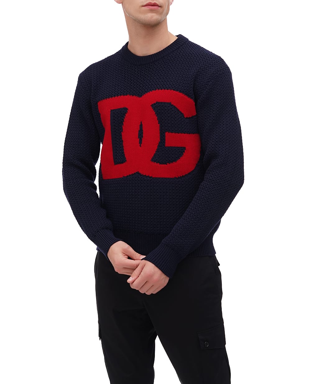 Вовняний светр Dolce&Gabbana GXM96T-JCVA5, темно-синій колір • Купити в інтернет-магазині Kameron